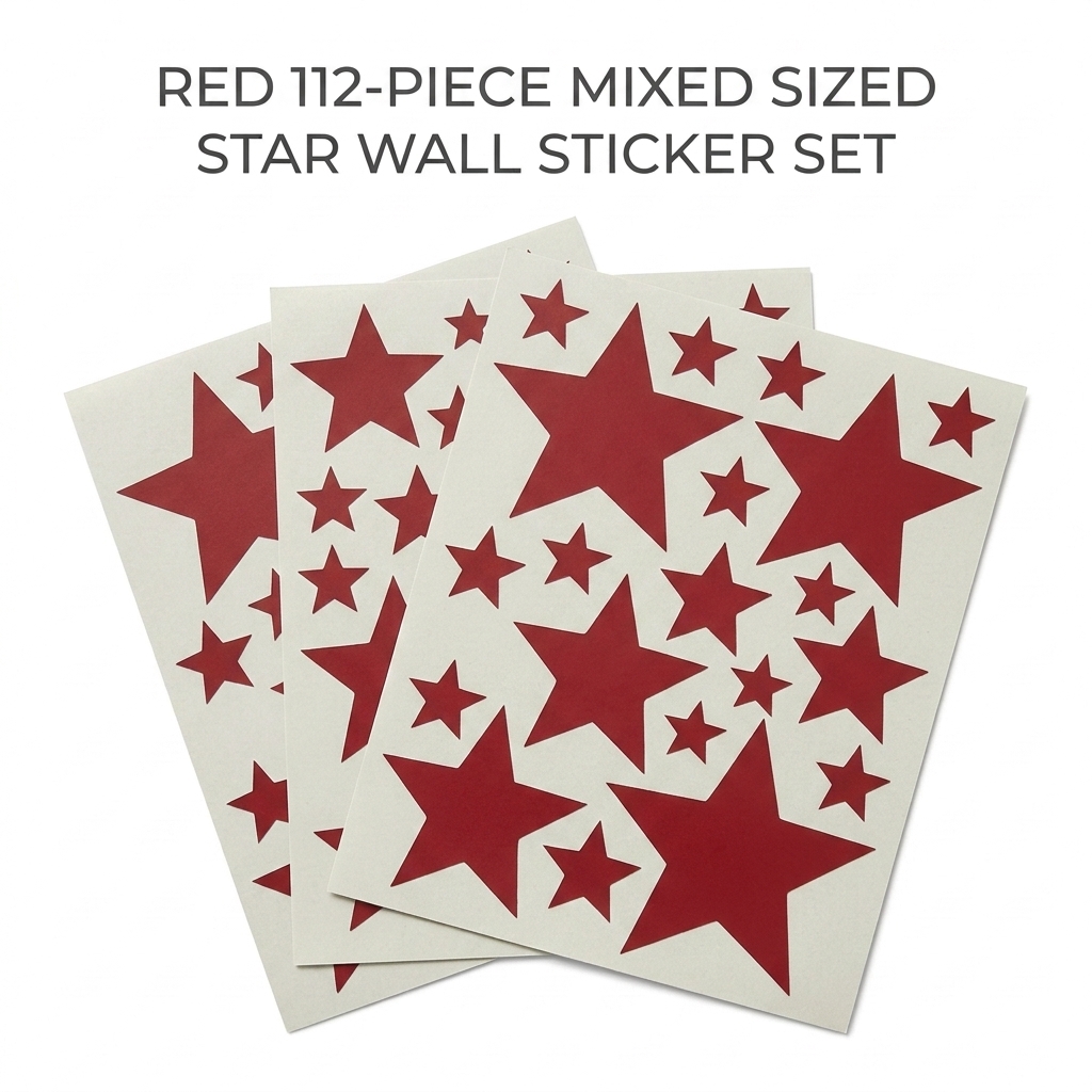 112-Piece Star Wall Sticker Set – Mixed Sizes