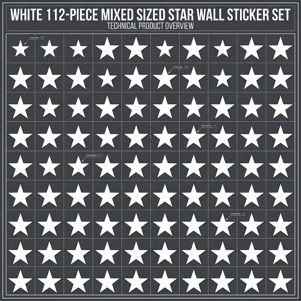 112-Piece Star Wall Sticker Set – Mixed Sizes