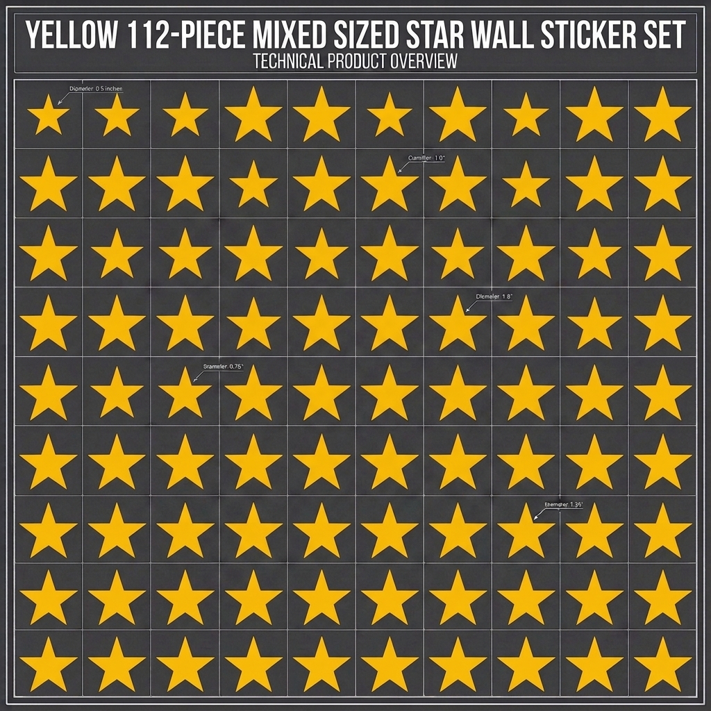 112-Piece Star Wall Sticker Set – Mixed Sizes