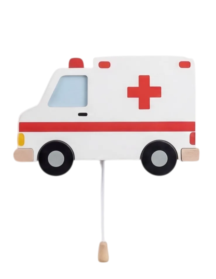 Personalized Wooden Ambulance Nursery Lamp & Night Light