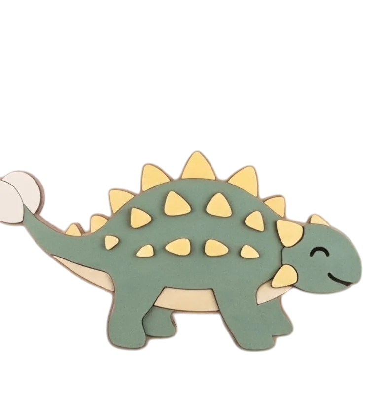 Personalized Wooden Ankylosaurus Nursery Lamp & Night Light