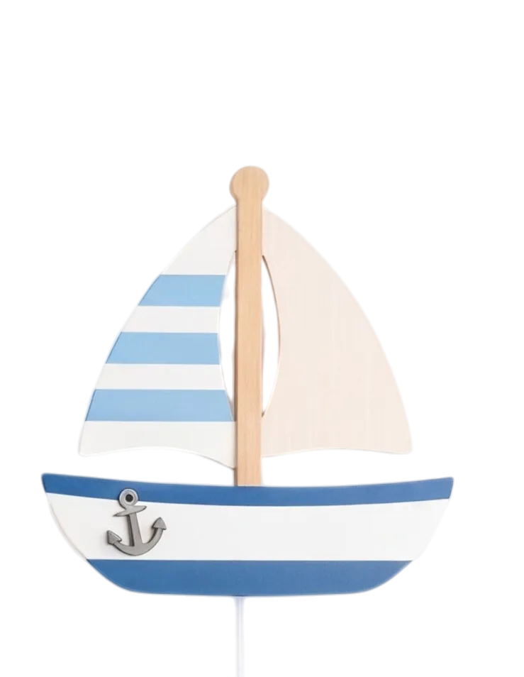 Personalized Wooden Boat Nursery Lamp & Night Light