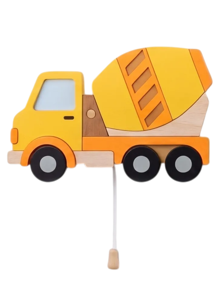 Personalized Wooden Cement Mixer Nursery Lamp & Night Light
