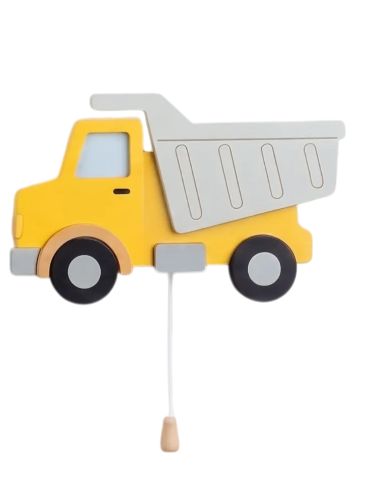 Personalized Wooden Excavation Truck Nursery Lamp & Night Light