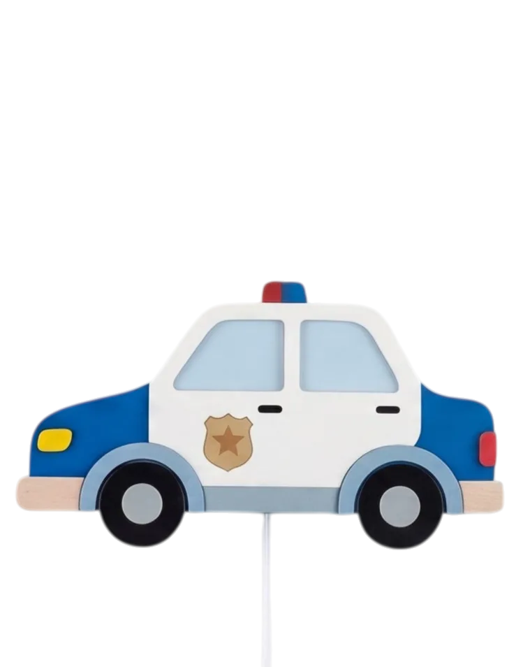 Personalized Wooden Police Car Nursery Lamp & Night Light