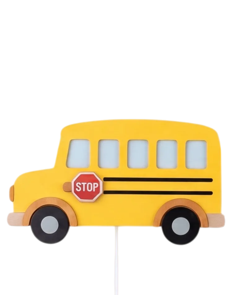 Personalized Wooden School Bus Nursery Lamp & Night Light