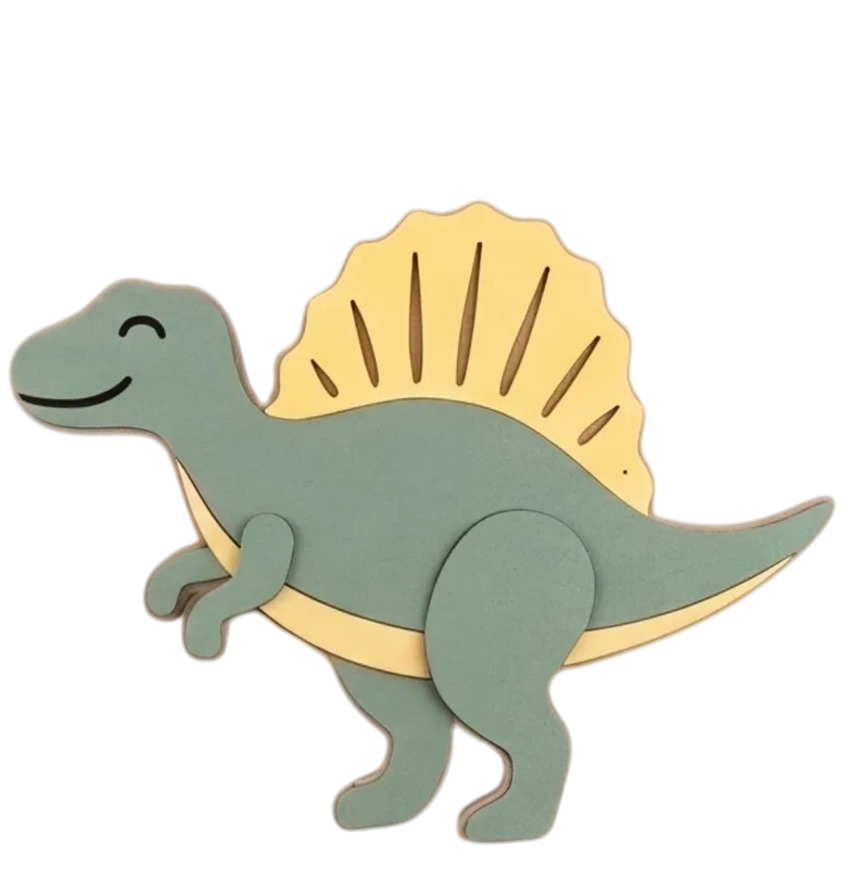 Personalized Wooden Spinosaurus Nursery Lamp & Night Light