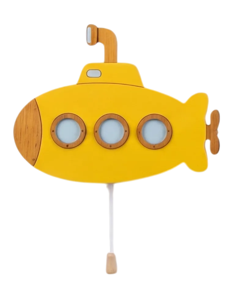 Personalized Wooden Submarine Nursery Lamp & Night Light