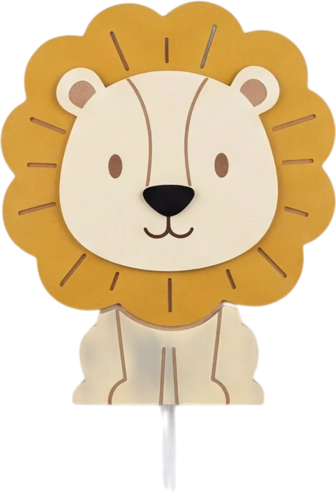 Personalized Wooden Lion Nursery Lamp & Night Light