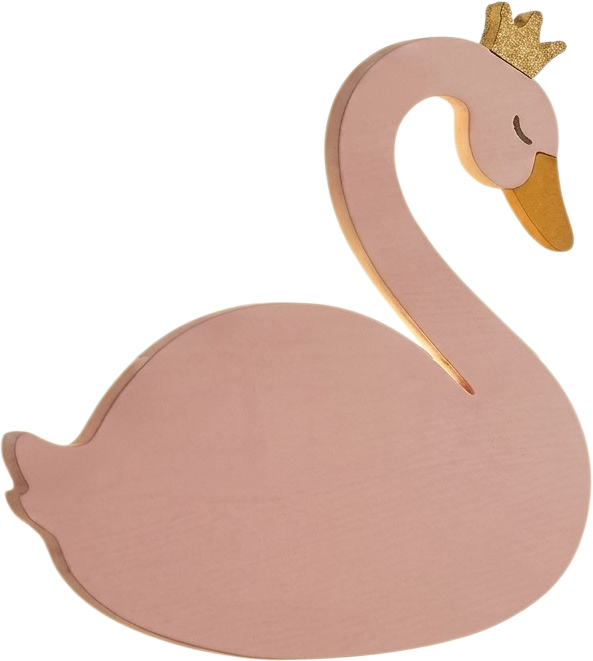 Personalized Wooden Swan Nursery Lamp & Night Light