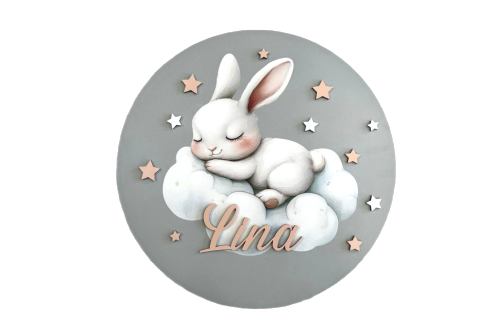 Personalized Rabbit Door Sign — Grey