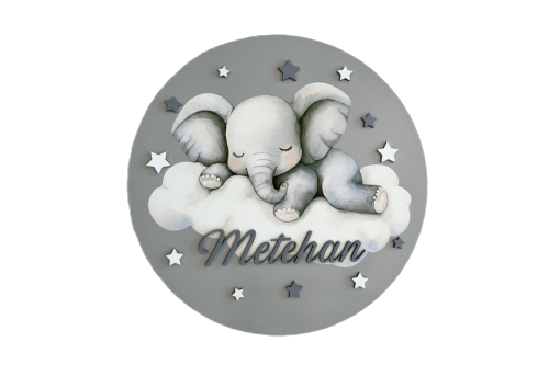 Personalized Elephant Wooden Door Sign